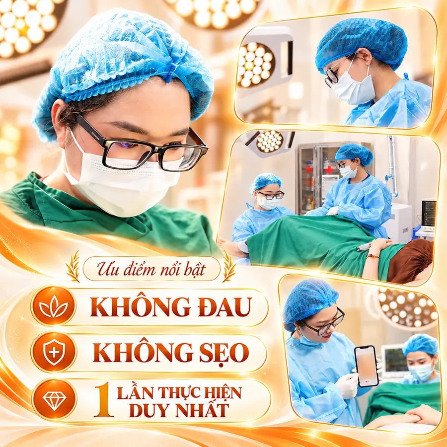 Bác sĩ Đinh Thủy thực hiện tiểu phẫu trong phòng mổ